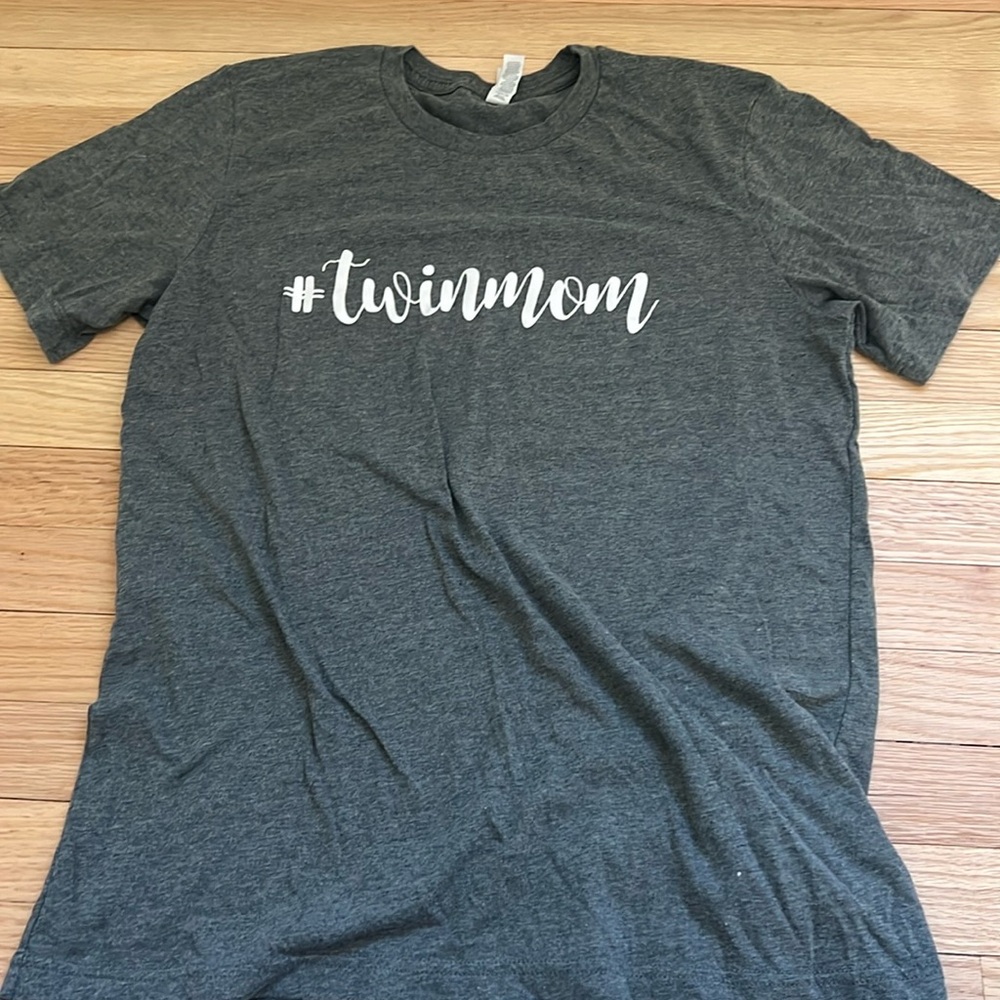 Size large #twinmom gray and white tshirt for your favorite twin mom